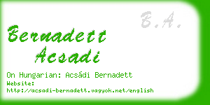 bernadett acsadi business card